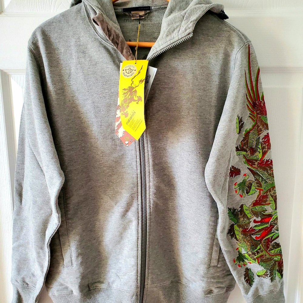 NWT, Maharish embroidered sleeve hoodie, size S